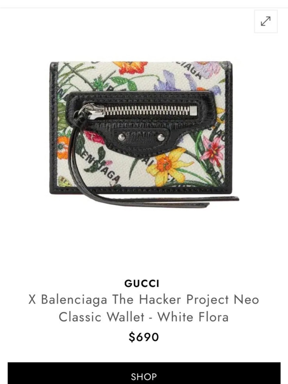 Gucci x Balenciaga Wallet Flora Neo Classic  - Box and dust bag